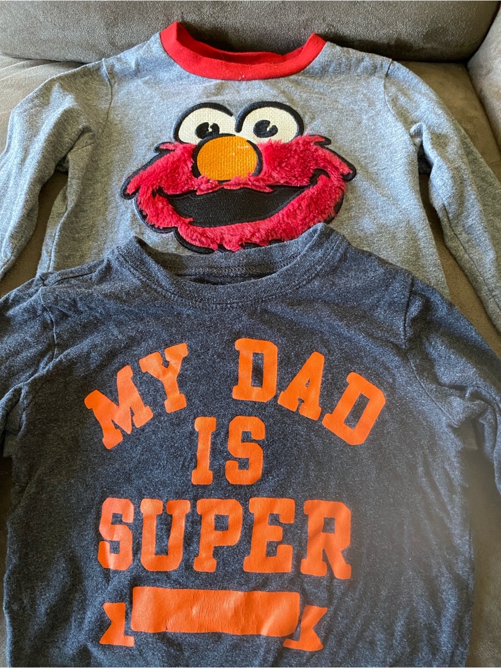 Sesame Street Elmo Gray Long Sleeve, And Osh Kosh charcoal Gray (Both 2T)